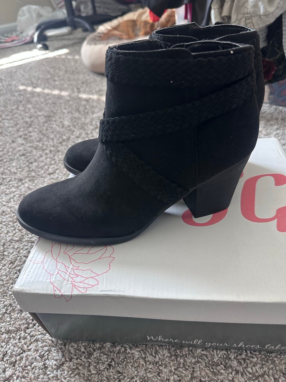 JG Black Sude Booties Boots Size 7.5
